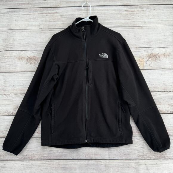 The North Face Full Zip Fleece Jacket Mens Large Black Stretch 3 Pocket - Picture 1 of 11